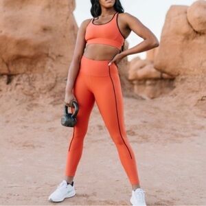 NWT Zyia Active Women’s Burnt Orange Ribbed Premium 7/8 Leggings 24” Size 20